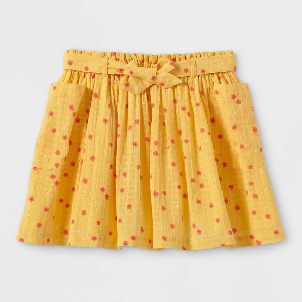 CAT & JACK • Yellow Tie-Waist Floral Skirt w/ Pockets
